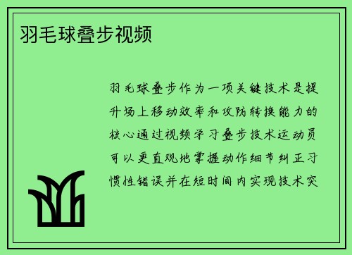 羽毛球叠步视频